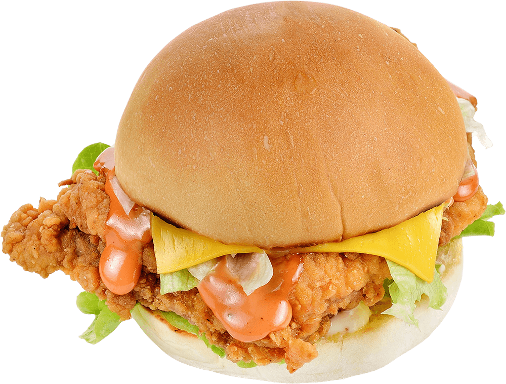 hamburger with chicken and cheese